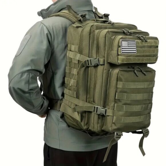 45L Tactical Backpack Green Waterproof Multi Compartment for Hiking, Camping - Picture 3 of 5